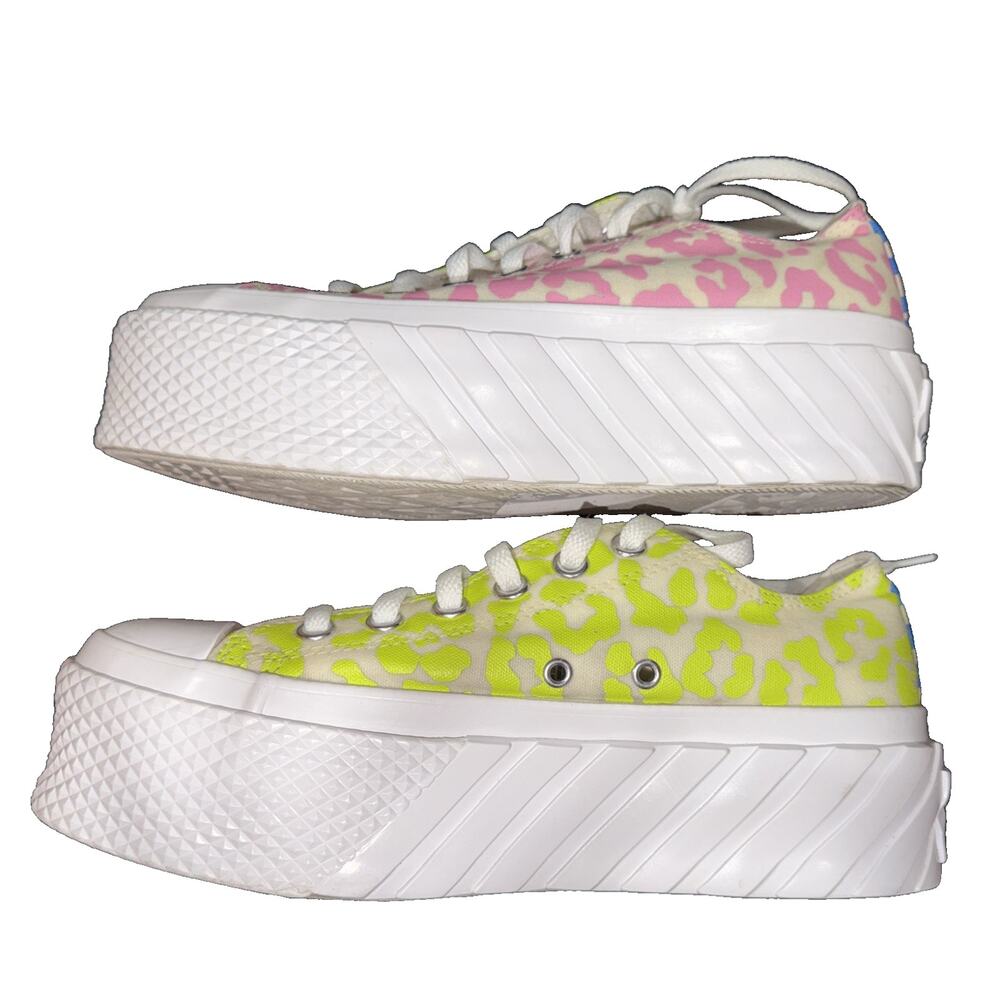 Converse Platform Leopard Print Sneakers Pink Neon Women’s 8 - Picture 7 of 8
